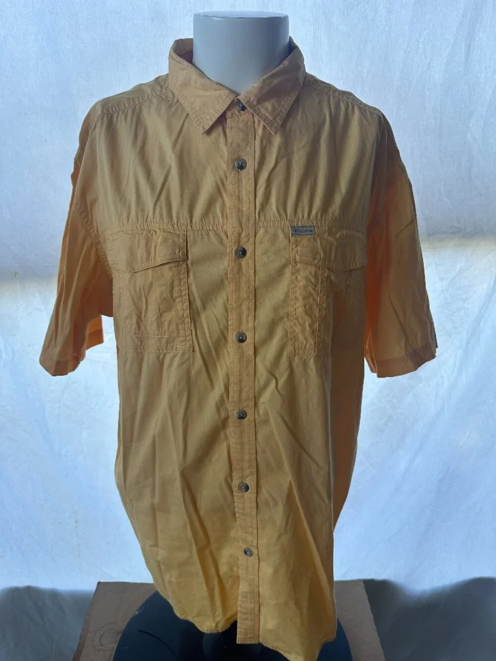 Columbia PFG Men's Yellow SS Button Front Shirt XL Polyester Fishing Camping